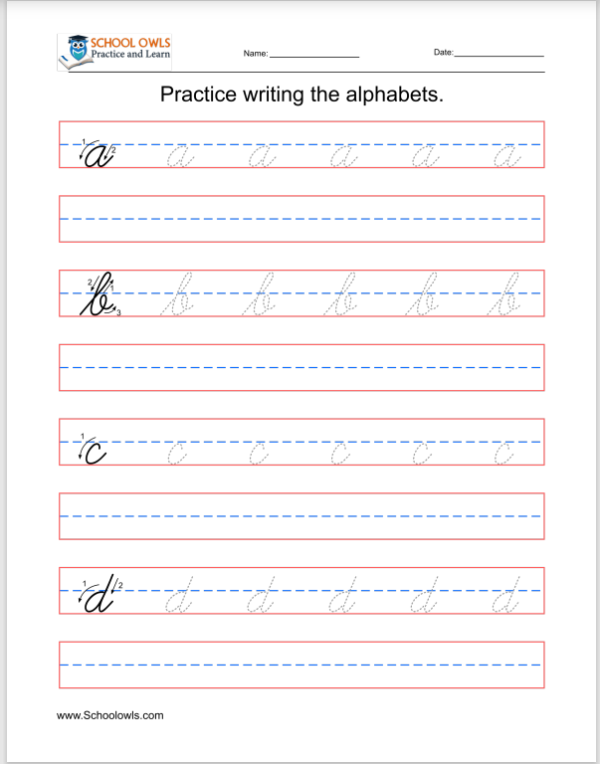 Tracing Cursive alphabets - SchoolOwls