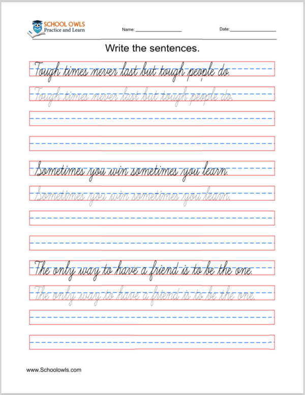 Cursive Sentences - SchoolOwls