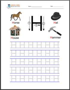 Sample worksheet for letter H